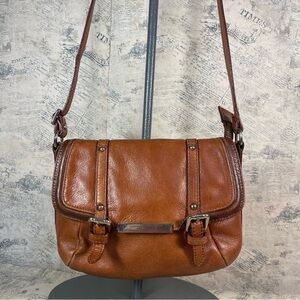 Massimo Dutti brown leather small crossbody